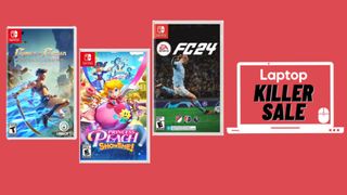 Prince of Persia the lost crown, Princess Peach Showtime, and EA Sports FC 24 cover artrNintendo Switch game cover art